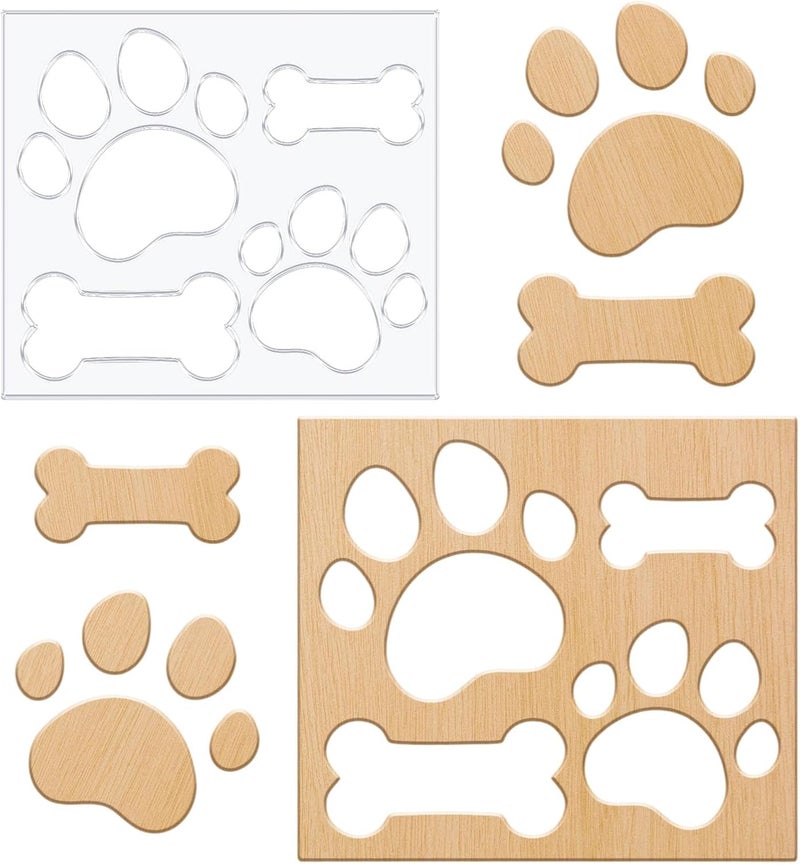 beinkmake Paw Print Router Template Dog Bones Acrylic Router Template for Woodworking Drawing Inlay Templates Charcuterie Board Decorative Templates - Image 1